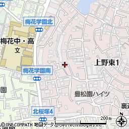 大阪府豊中市上野東1丁目5周辺の地図