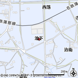 愛知県西尾市吉良町乙川池下周辺の地図