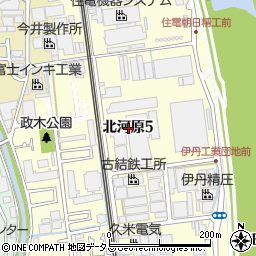 兵庫県伊丹市北河原周辺の地図
