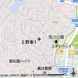大阪府豊中市上野東1丁目17周辺の地図
