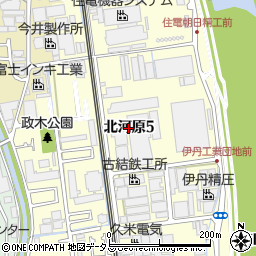 兵庫県伊丹市北河原周辺の地図