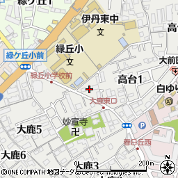 兵庫県伊丹市高台1丁目周辺の地図