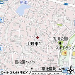 大阪府豊中市上野東1丁目16周辺の地図