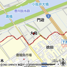 愛知県豊川市小坂井町（大島）周辺の地図