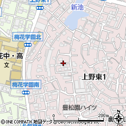 大阪府豊中市上野東1丁目6周辺の地図