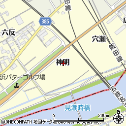 愛知県豊川市平井町神明周辺の地図