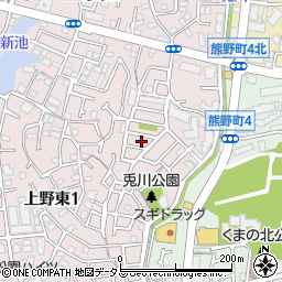 大阪府豊中市上野東1丁目25周辺の地図