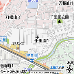 大阪府豊中市千里園1丁目周辺の地図