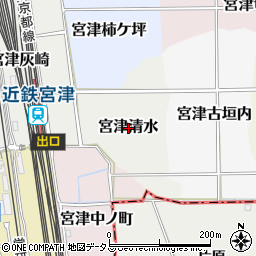 京都府京田辺市宮津清水周辺の地図