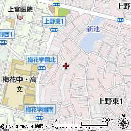 大阪府豊中市上野東1丁目4周辺の地図