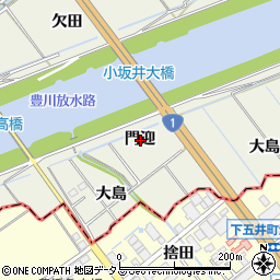 愛知県豊川市小坂井町門迎周辺の地図