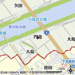 愛知県豊川市小坂井町（門迎）周辺の地図
