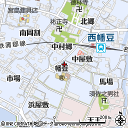 愛知県西尾市西幡豆町中村郷34周辺の地図
