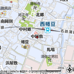 愛知県西尾市西幡豆町中屋敷周辺の地図
