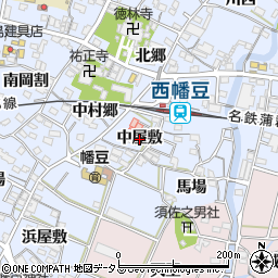 愛知県西尾市西幡豆町（中屋敷）周辺の地図