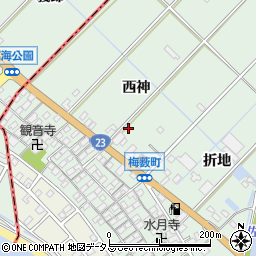 愛知県豊橋市梅薮町西神34周辺の地図