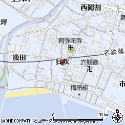 愛知県西尾市西幡豆町貝吹周辺の地図