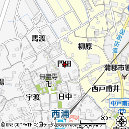 愛知県蒲郡市西浦町門田周辺の地図