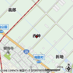 愛知県豊橋市梅薮町西神周辺の地図