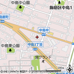 兵庫県姫路市飾磨区中島3丁目33周辺の地図