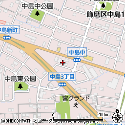 兵庫県姫路市飾磨区中島3丁目34周辺の地図