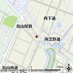 愛知県西尾市一色町酒手島鳥山屋敷周辺の地図