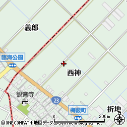 愛知県豊橋市梅薮町西神75周辺の地図