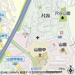 大阪府吹田市尺谷2周辺の地図