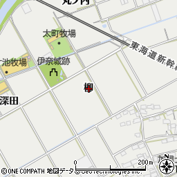 愛知県豊川市伊奈町柳周辺の地図