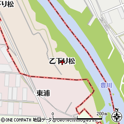 愛知県豊川市行明町乙下り松周辺の地図