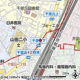 大阪府吹田市千里丘上1-21周辺の地図