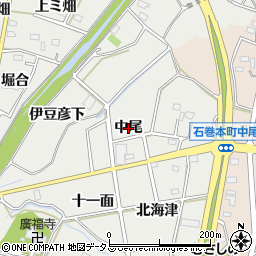 愛知県豊橋市石巻本町中尾周辺の地図