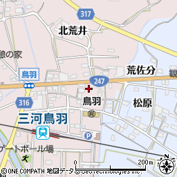 愛知県西尾市鳥羽町南荒井周辺の地図