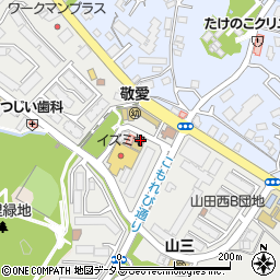 吹田山田西二郵便局周辺の地図