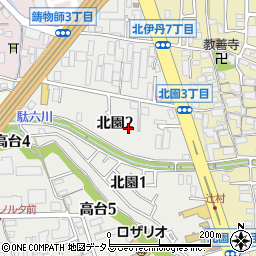 兵庫県伊丹市北園周辺の地図