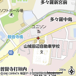 京都府京田辺市普賢寺中島周辺の地図