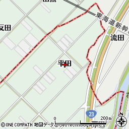 愛知県豊橋市梅薮町平田周辺の地図
