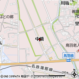 愛知県西尾市鳥羽町中橋周辺の地図