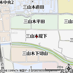 京都府京田辺市三山木堤下周辺の地図