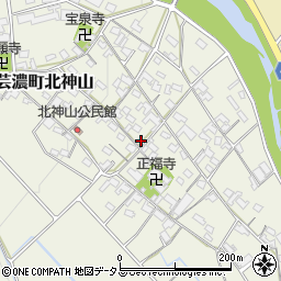 三重県津市芸濃町北神山周辺の地図