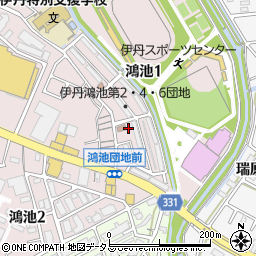 県営鴻池団地周辺の地図