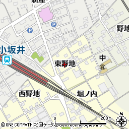 愛知県豊川市平井町（東野地）周辺の地図