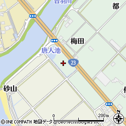 愛知県豊川市御津町下佐脇（新梅田）周辺の地図