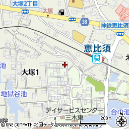 兵庫県三木市君が峰町1-10周辺の地図