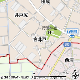 愛知県豊川市行明町宮井戸周辺の地図