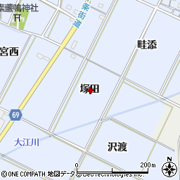 愛知県豊橋市下条東町塚田周辺の地図