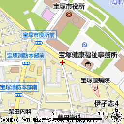 宝塚市役所前周辺の地図