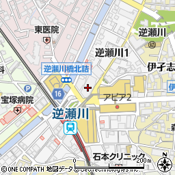 宝塚逆瀬川郵便局周辺の地図