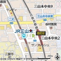 京都府京田辺市三山木中央周辺の地図