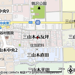 京都府京田辺市三山木八反坪周辺の地図